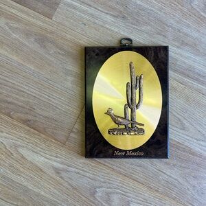 Vintage Wall Hanging Western Copper Roadrunner Cactus New Mexico 3D